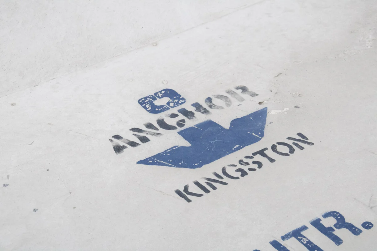 Anchor Concrete brand mark stamped on a manufactured concrete component