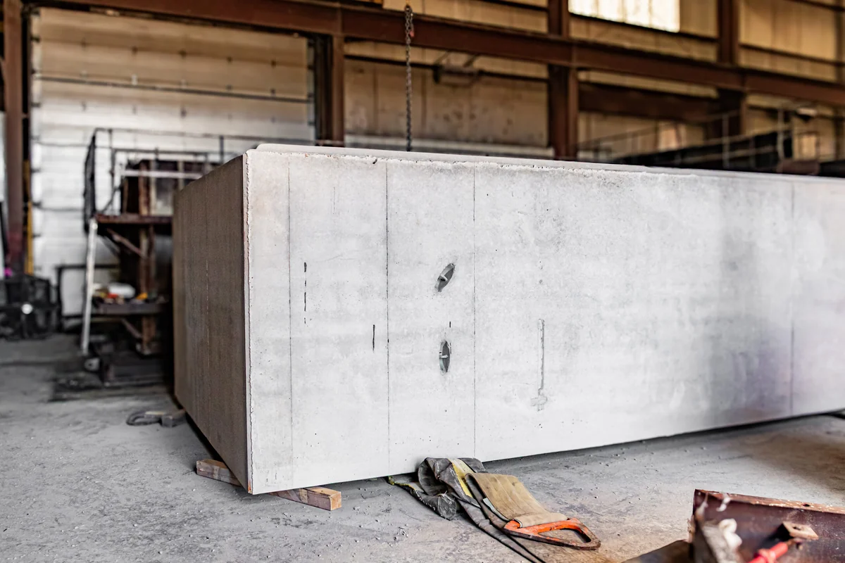 Large precast concrete component inside the Anchor Concrete manufacturing plant